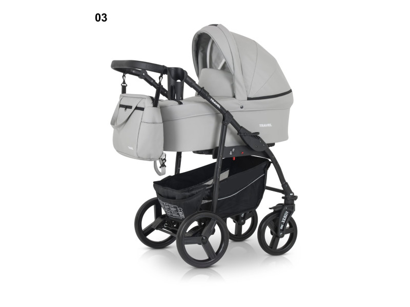 Verdi Travel col.03  eko āda ( tumši pelēks) Bērnu universālie rati 3in1